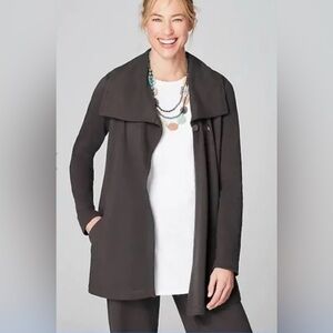 J. Jill Pure Jill Gray Asymmetric Draped Collar Jacket MP